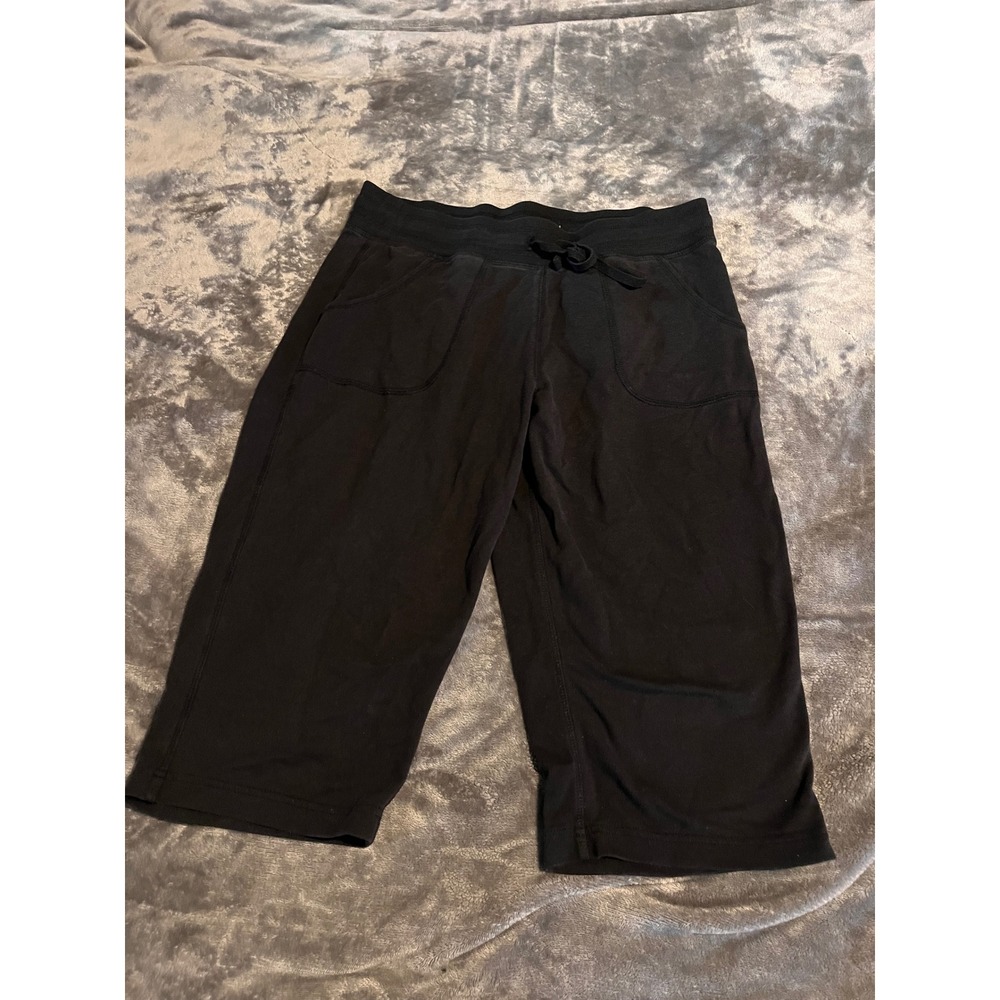 Has no size Black Cropped Sweatpants Drawstring Capri Joggers with Pockets